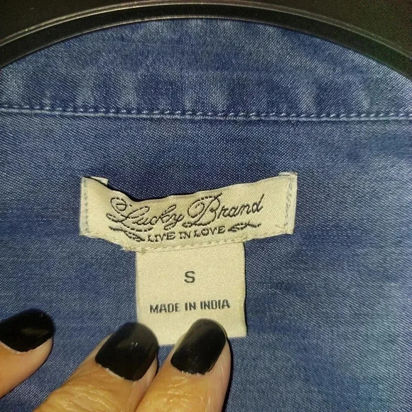 Lucky Brand Denim Cotton Blend Shirt Womens Size Small - Picture 5 of 6